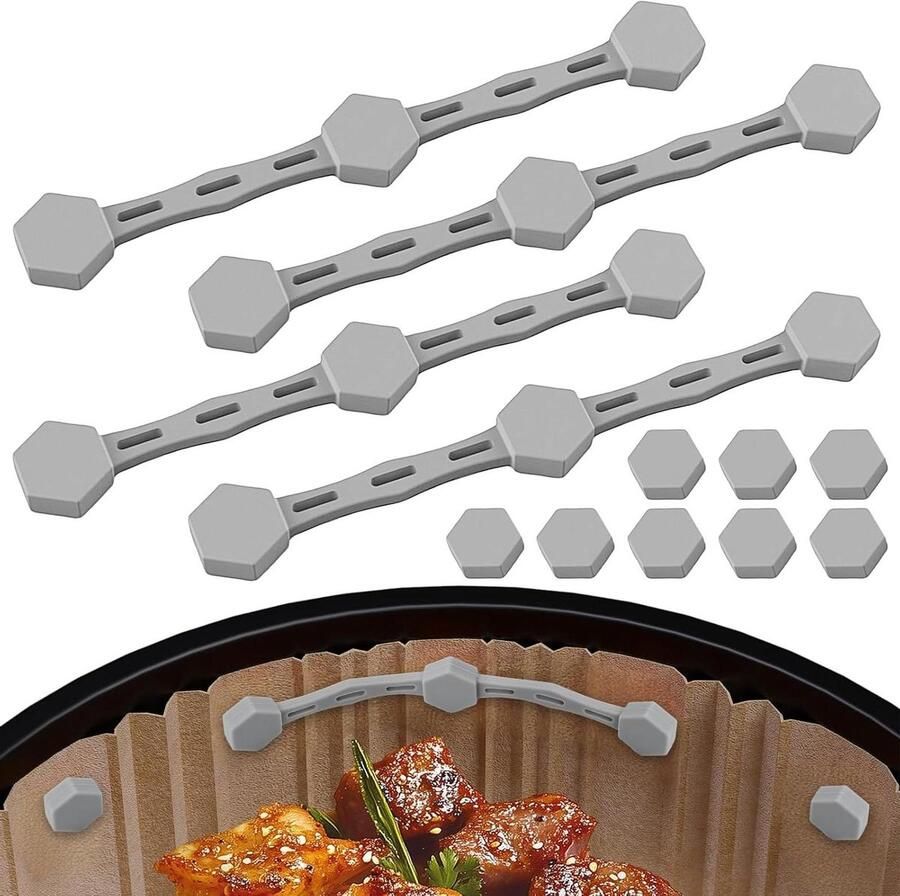 Airfryer Magneten Siliconen Clips Keuken Hulp Hittebestendig Materiaal 4 Sets Grijs