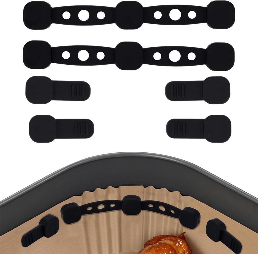 Airfryer Magneten Siliconen Gesp Voering Beveiligen Sterke Magnetische Grip 2 Sets Zwart