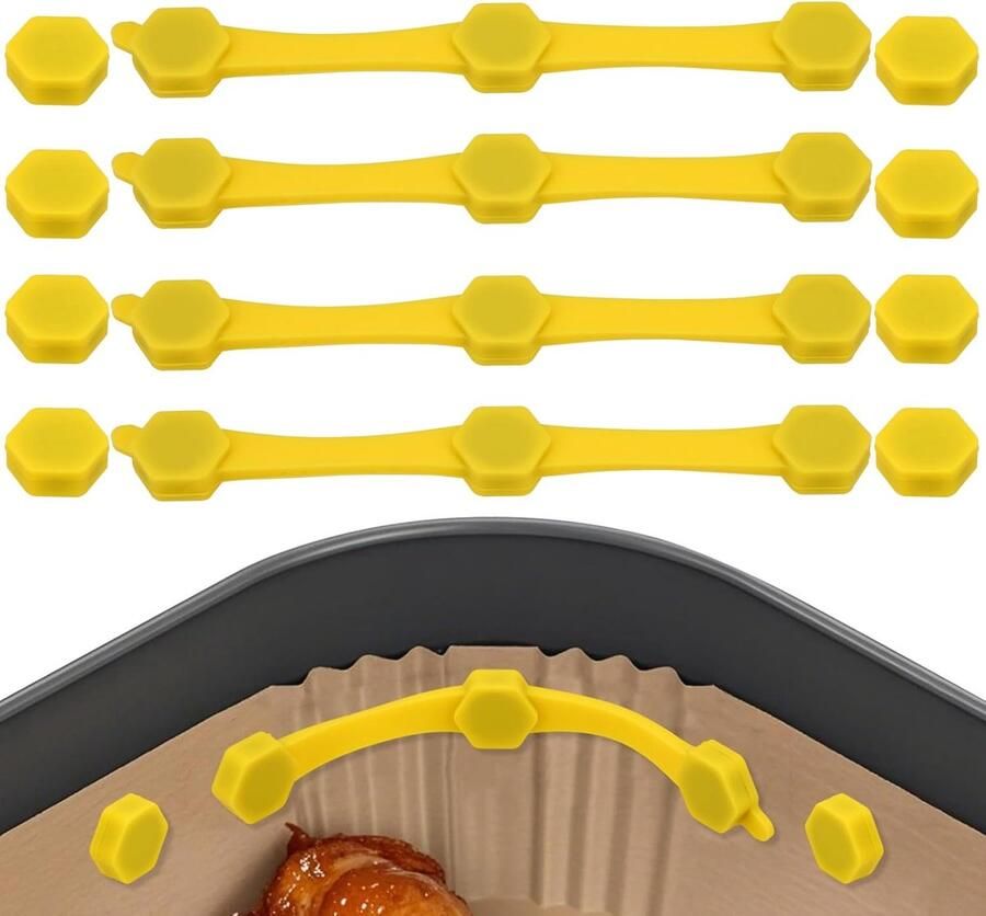 Airfryer Magneten Siliconen Gespen Bakpapier Fixeren Hittebestendig Materiaal 12 Stuks Geel