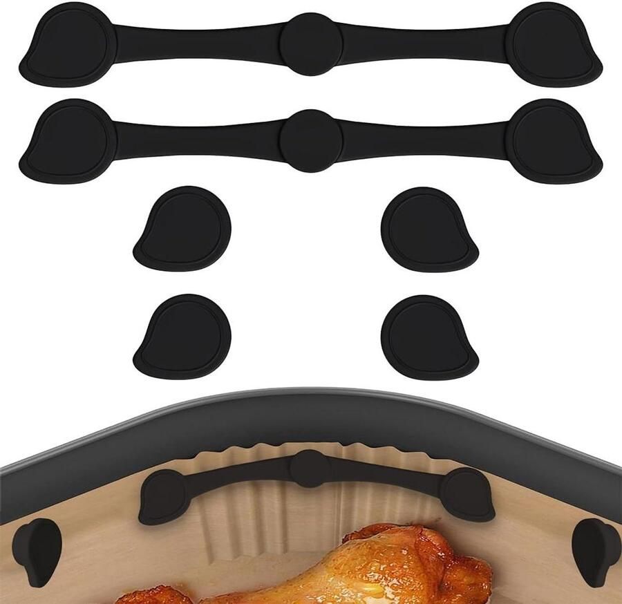 Airfryer Magneten Siliconen Houders Bakpapier Bevestigen Hittebestendig Ontwerp 6 Stuks Zwart