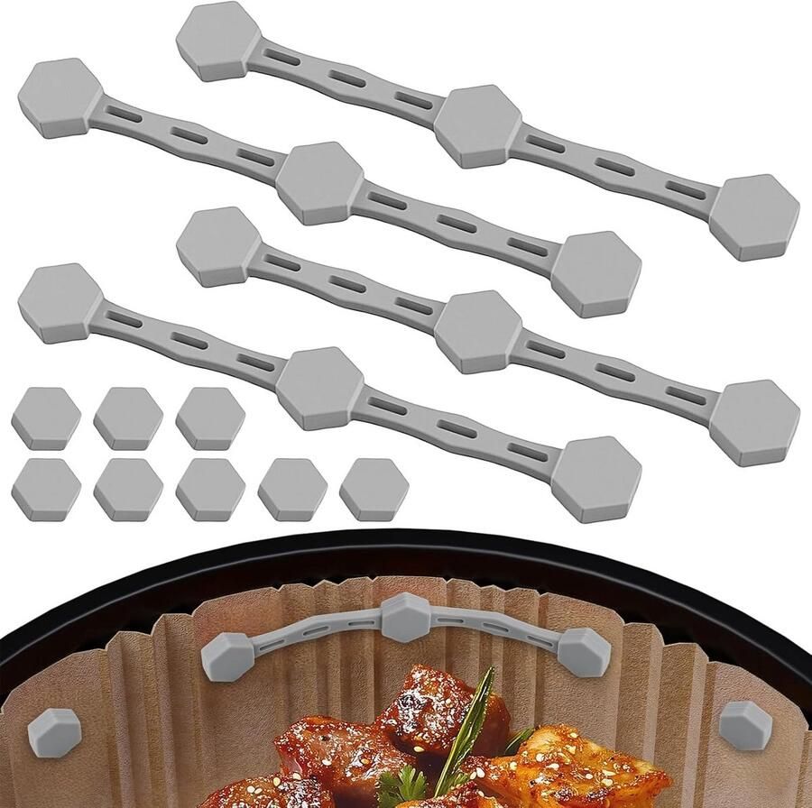 Airfryer Magneten Universele Clips Keuken Hulp Hittebestendig Siliconen 4 Sets Grijs