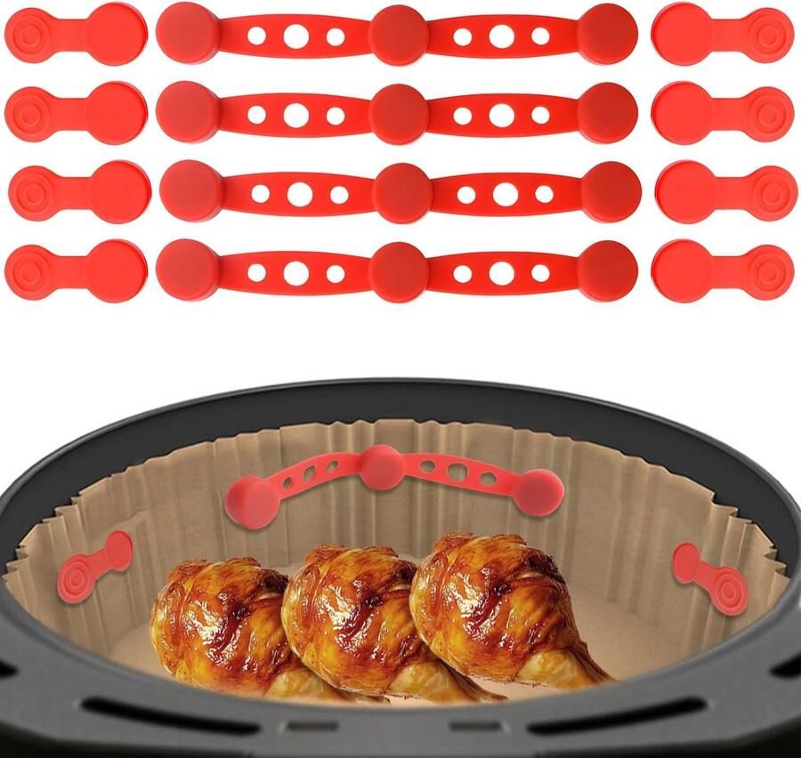 Airfryer Magneten voor Bakpapier Rood Silicone Magnetische Clips Voor Een Stabiele Perkamentliner