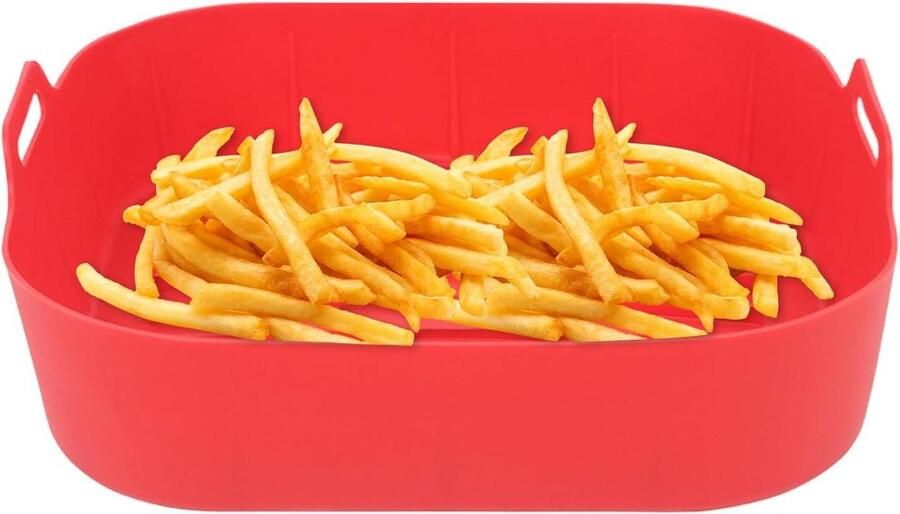 Airfryer Rieten Onderzetters Ovenschaal Gezonder Koken Niet-Stick Herbruikbaar 22.3x5x6.5cm Rood