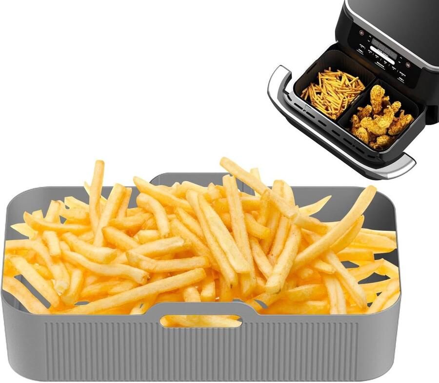 Airfryer Mand Bakmat Siliconen Gezond Koken Antiaanbaklaag 32 x 20 cm Grijs