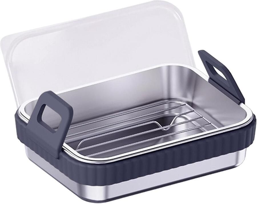 Airfryer braadpan Bakplaat mand Knapperig eten maken Hittebestendig metaal 20 cm Grijs