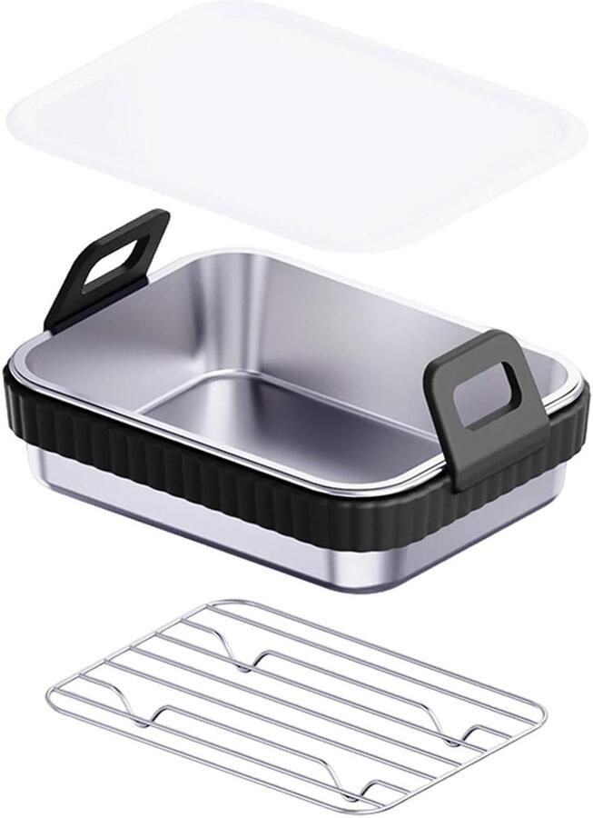 Airfryer Mand Bakplaat Braadslede Koken en Braden Gelijkmatige Warmte 20x15x55cm Zwart