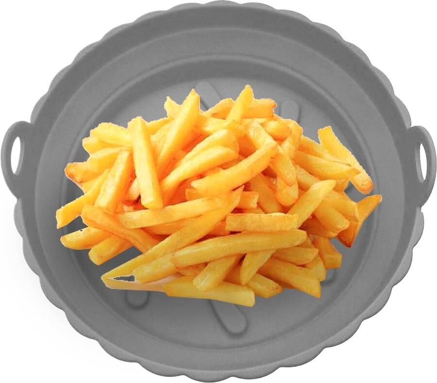 Airfryer Mand Bakplaat Frituren Luchtcirculatie Bevorderen Antislip Handgrepen 20 cm Rond Grijs