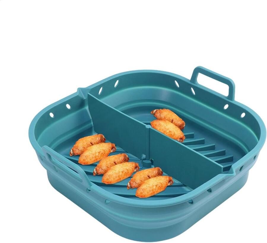 Airfryer mand Bakplaat herbruikbaar Lekker koken Opvouwbaar spatwaterdicht 23 cm breed Blauw