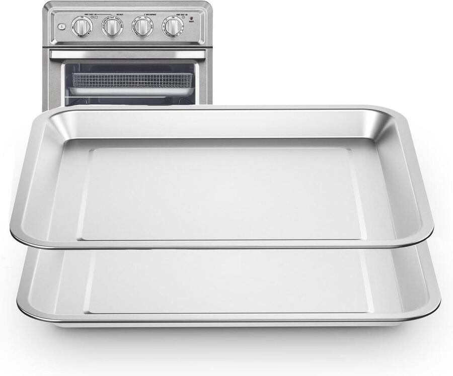 Airfryer Mand Bakplaat Pan Bakken en Braden Roestvrij Staal 315 x 28 cm Zilver