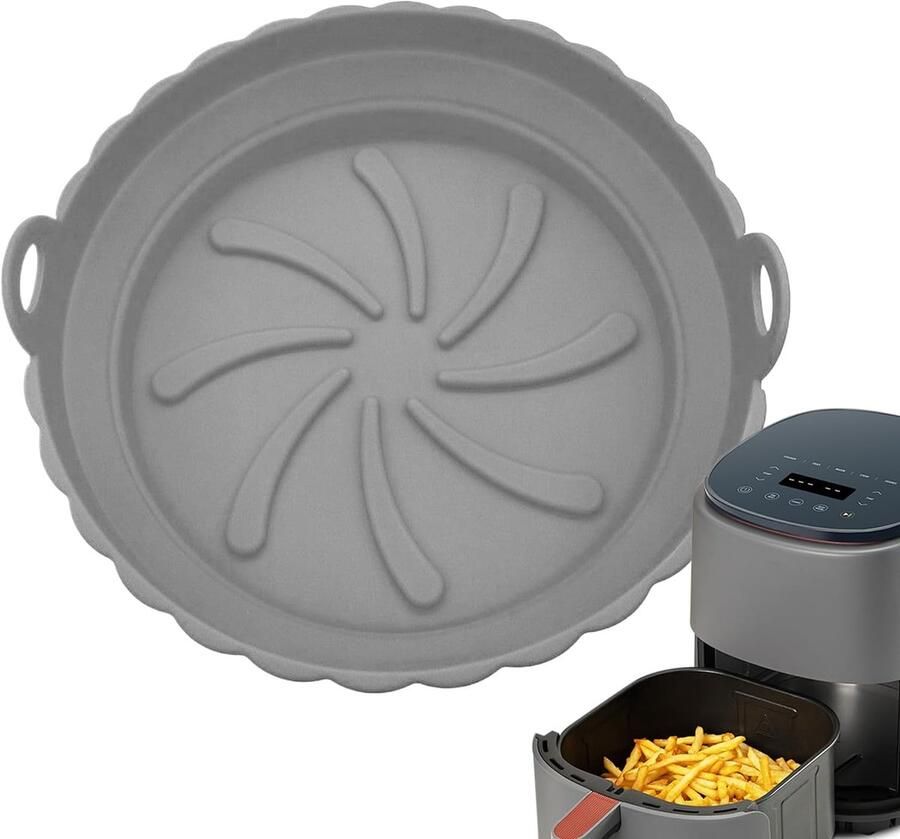 Airfryer Mand Bakvorm Gezond Koken Herbruikbaar Siliconen 20 x 5 cm Grijs