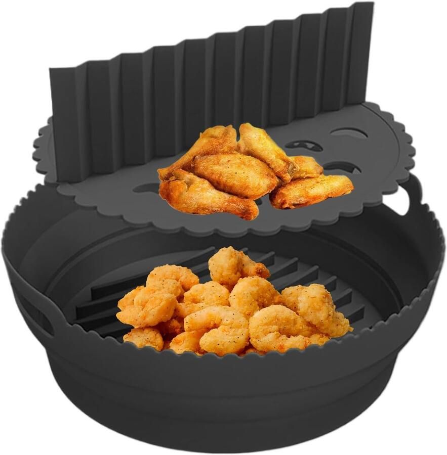 Airfryer Mand Bakvorm Hittebestendig Veelzijdig Koken Aroma Scheidend 215 cm Zwart