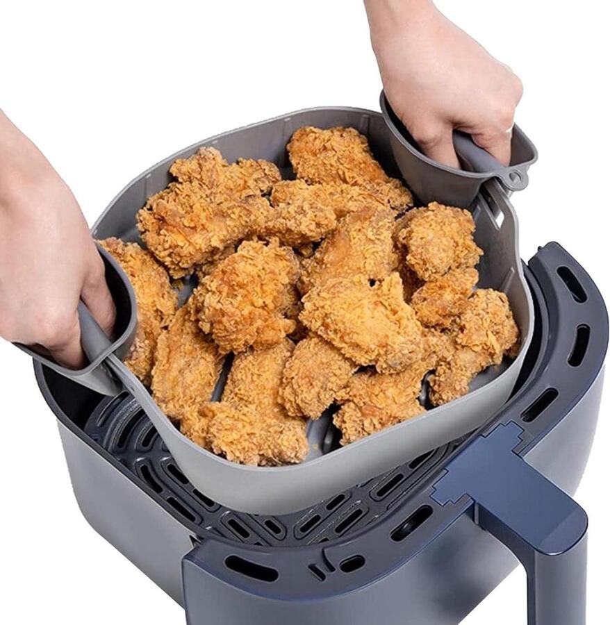 Airfryer Mand Bakvorm Inzet Lekker Koken Voedselveilig Materiaal Herbruikbaar Grijs