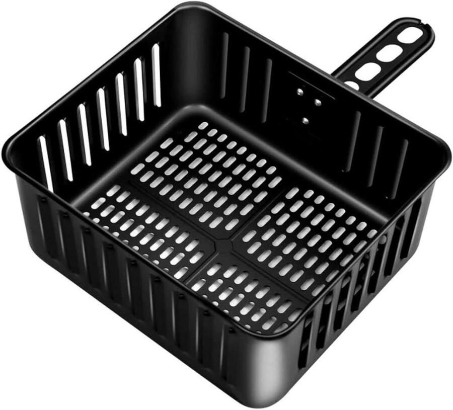 Airfryer Mand Friteuse Accessoire Gelijkmatig Bakken Comfortabele Handgreep 24 cm Diameter Zwart