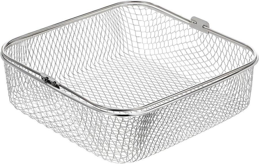 Airfryer Mand Frituurmandje Gaasmand Snacks Frituren Geperforeerd Ontwerp 205 cm Zilver
