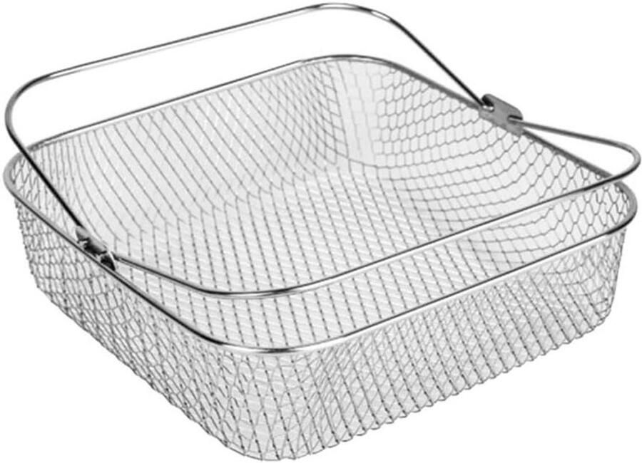 Airfryer Mand Gaasmand Lade Koken Bakken Roestvrij Staal 22 x 22 x 7 cm Zilver