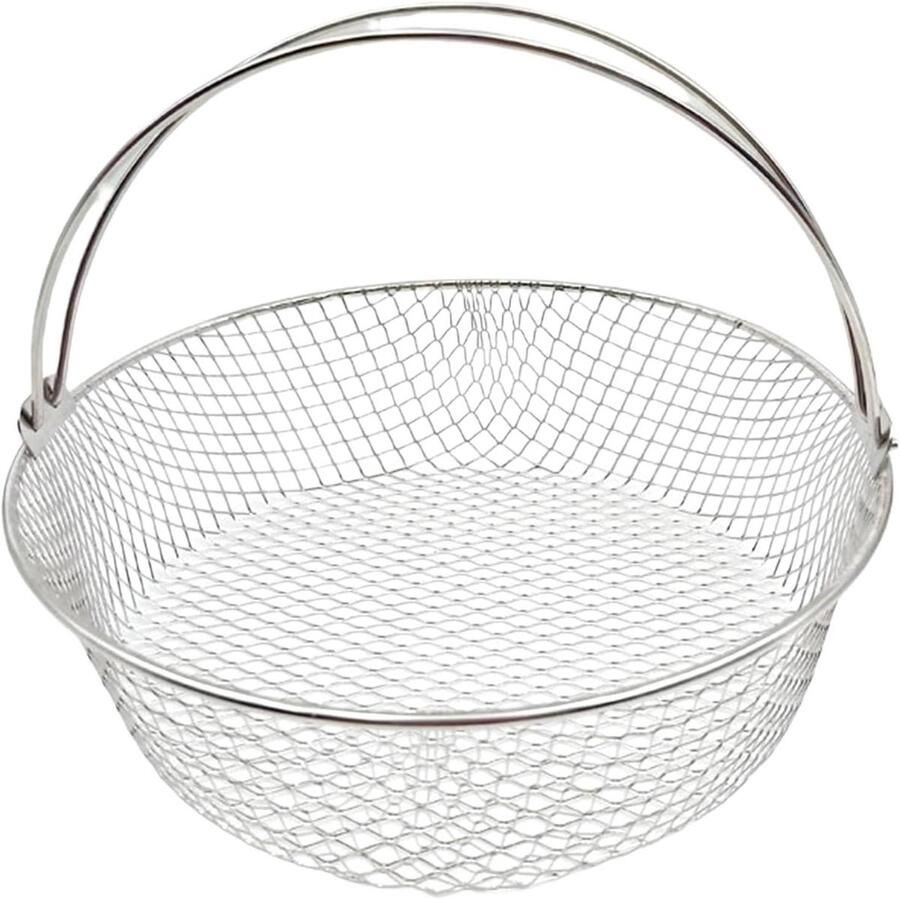 Airfryer Mand Gaasmand Stoommand Gezond Koken Roestvrij Staal 21cm Diameter Zilver
