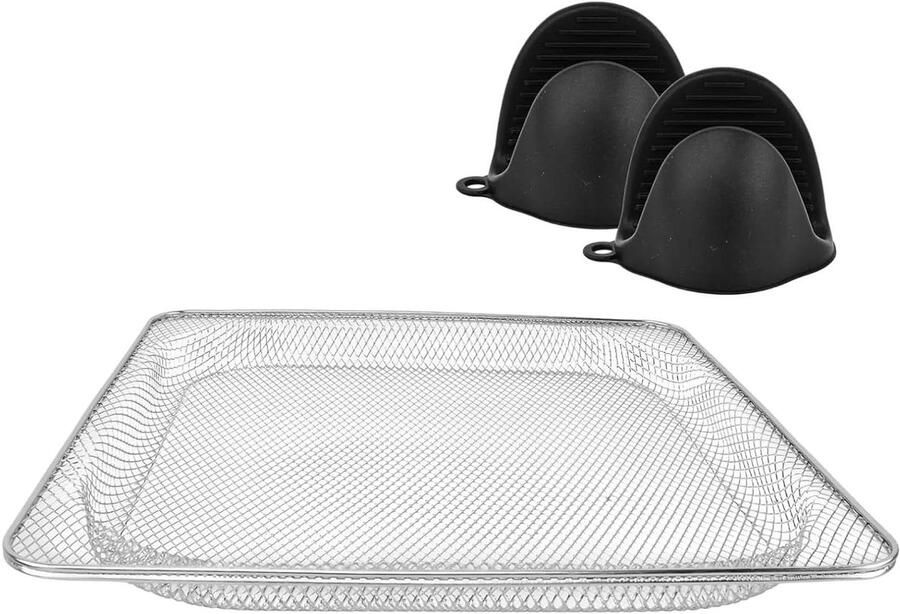 Airfryer Mand Grillmand Accessoires Lekker Koken Non-stick Oppervlak Compatibel Model Zwart Zilver