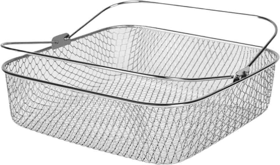 Airfryer Mand Grillpan Oven Gezond Koken Roestvrij Staal 20x20x7 cm Zilverkleurig