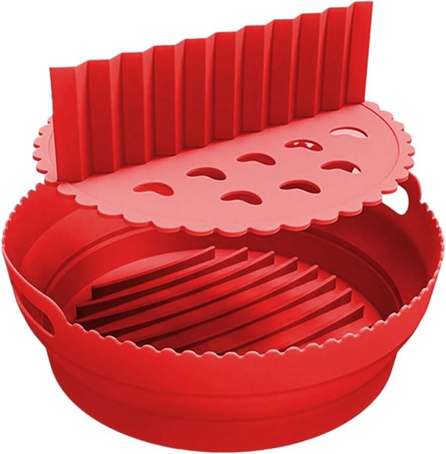 Airfryer Mand Hittebestendige Kom Veilig Koken Met Scheidingswanden 215 cm Rood