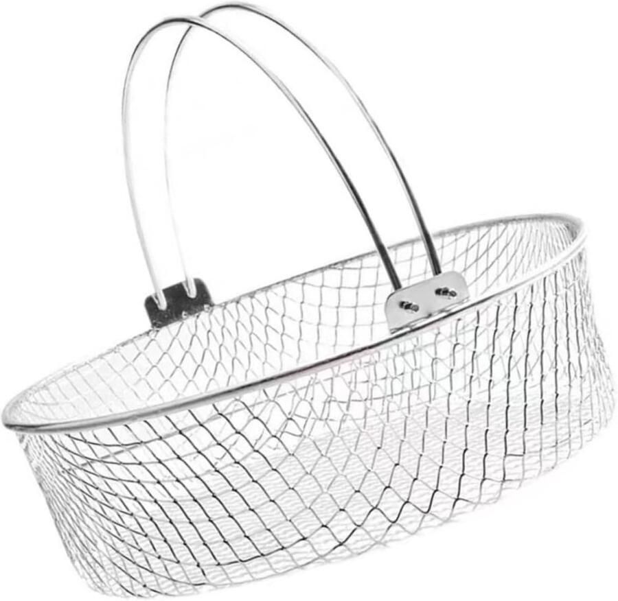 Airfryer Mand Kookmand Frituurmand Snacks Bereiden Roestvrij Staal 21 cm Zilverkleurig