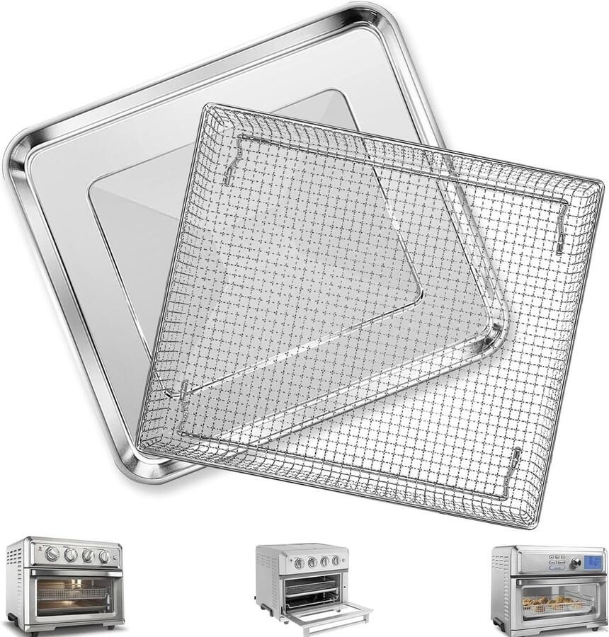 Airfryer mand Lade accessoire Gezond koken Vaatwasmachinebestendig 125 x 11 inch Zilver