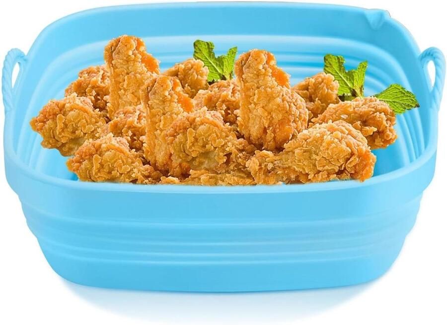 Airfryer Mand Liner Bakalicious Bakpapier Hygiënisch Bakken Verhoogde Luchtcirculatie 20 cm Blauw