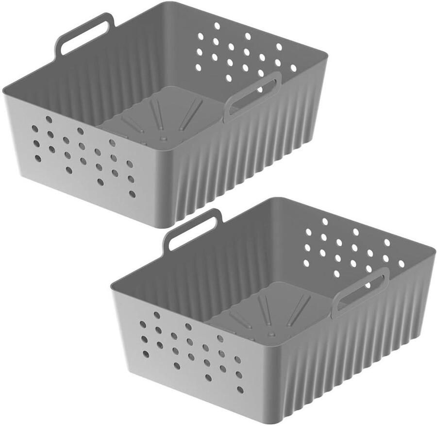 Airfryer Mand Liners Bakvorm Accessoires Gezonder Koken Geperforeerd Ontwerp 2 stuks Grijs
