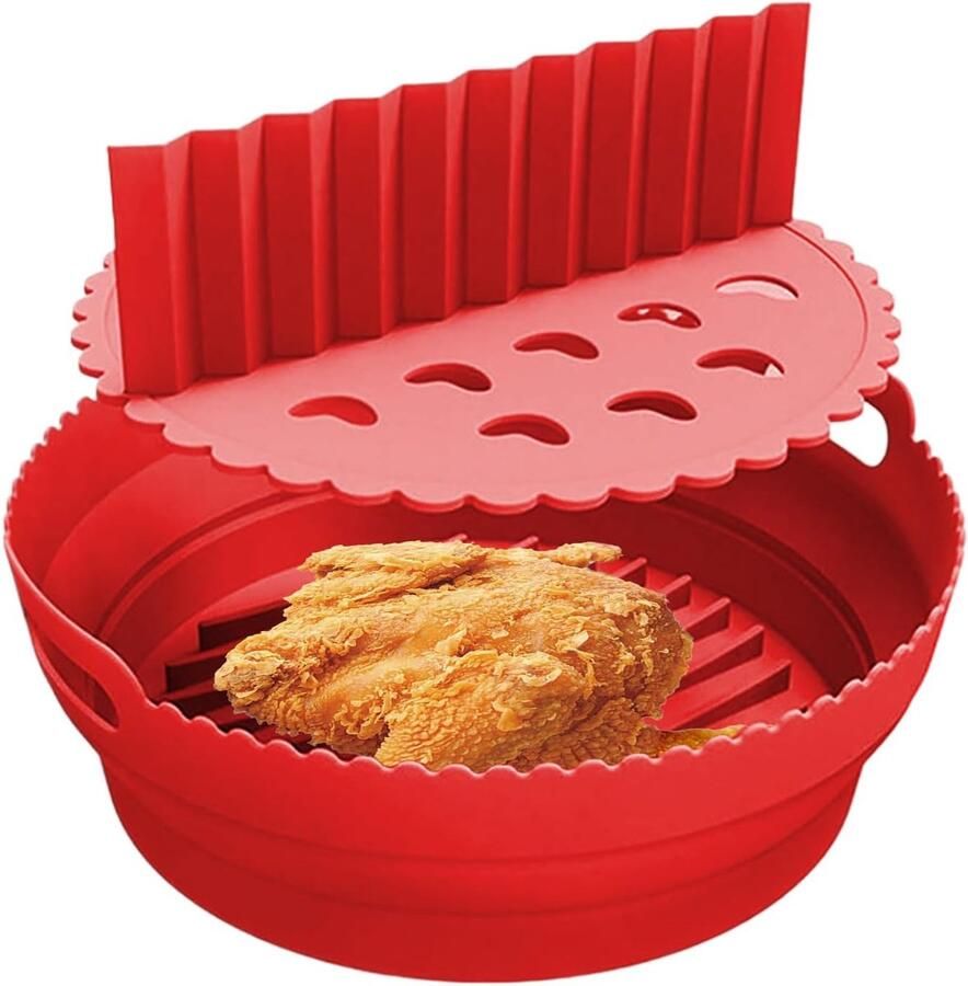 Airfryer Mand Liners Bakvorm Accessoires Keuken Gemak Ingebouwde Separator 21.5cm Rond Rood