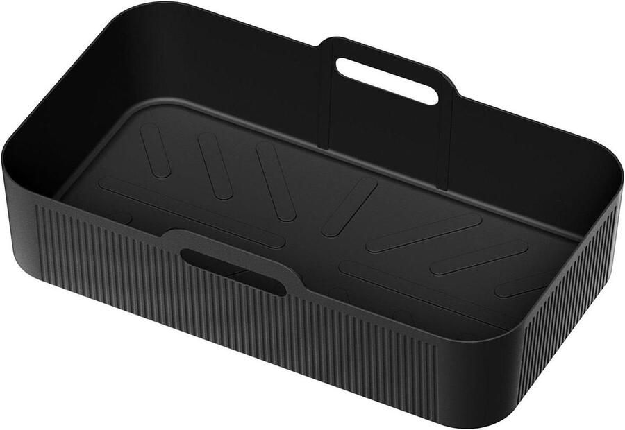 Airfryer Mand Mat Siliconen Voering Bakken en Braden Anti-aanbak & Hittebestendig 33x22 cm Zwart