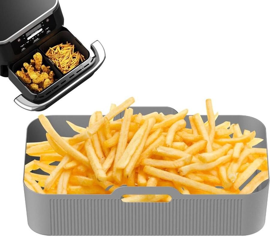 Airfryer Mand Mat Siliconen Voering Gezond Koken Antiaanbaklaag 33x22 cm Grijs