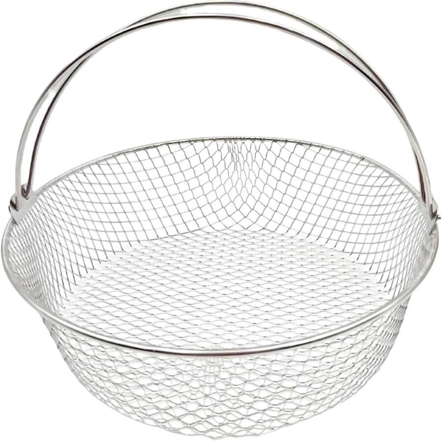 Airfryer Mand Oven Mand Stoommand Gelijkmatig Koken Roestvrij Staal 22 x 22 x 10 cm Zilver
