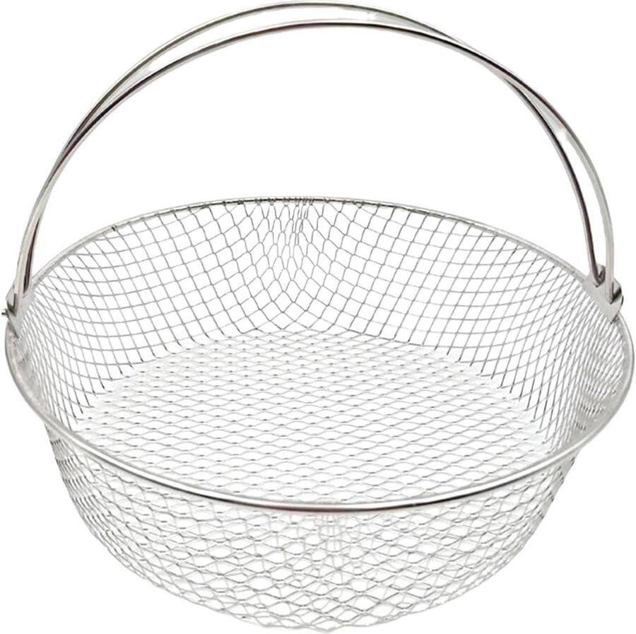 Bakmand Airfryer mand Knapperig bakken Roestvrij staal 21 cm diameter Zilver
