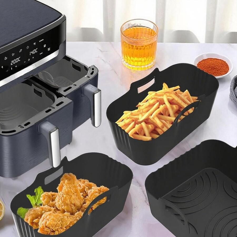 Airfryer Mand Ovenmand Siliconen Gezond Koken Anti-aanbaklaag 184 x 184 cm Grijs