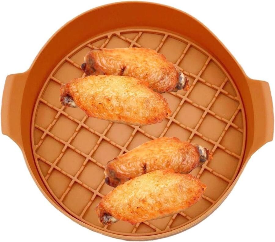Airfryer Mand Siliconen Airfryer Bakvorm Lekker Eten Verbeterde Luchtcirculatie Diameter 23 cm Oranje