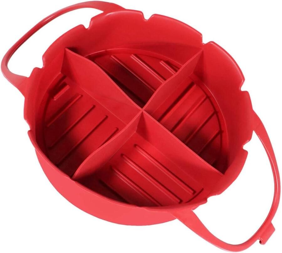 Airfryer Mand Siliconen Bakvorm Gezond Koken 4 Compartimenten 22.5 cm Rood