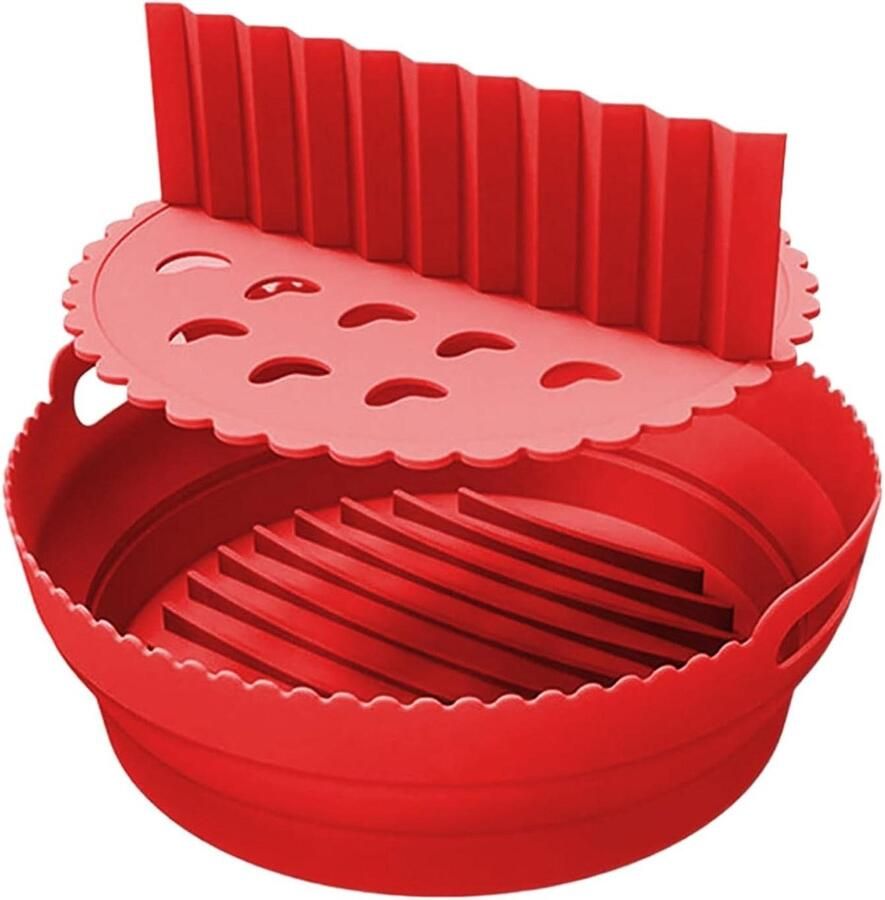 Airfryer Mand Siliconen Bakvorm Gezond Koken Met Scheider 21.5 Cm Rood