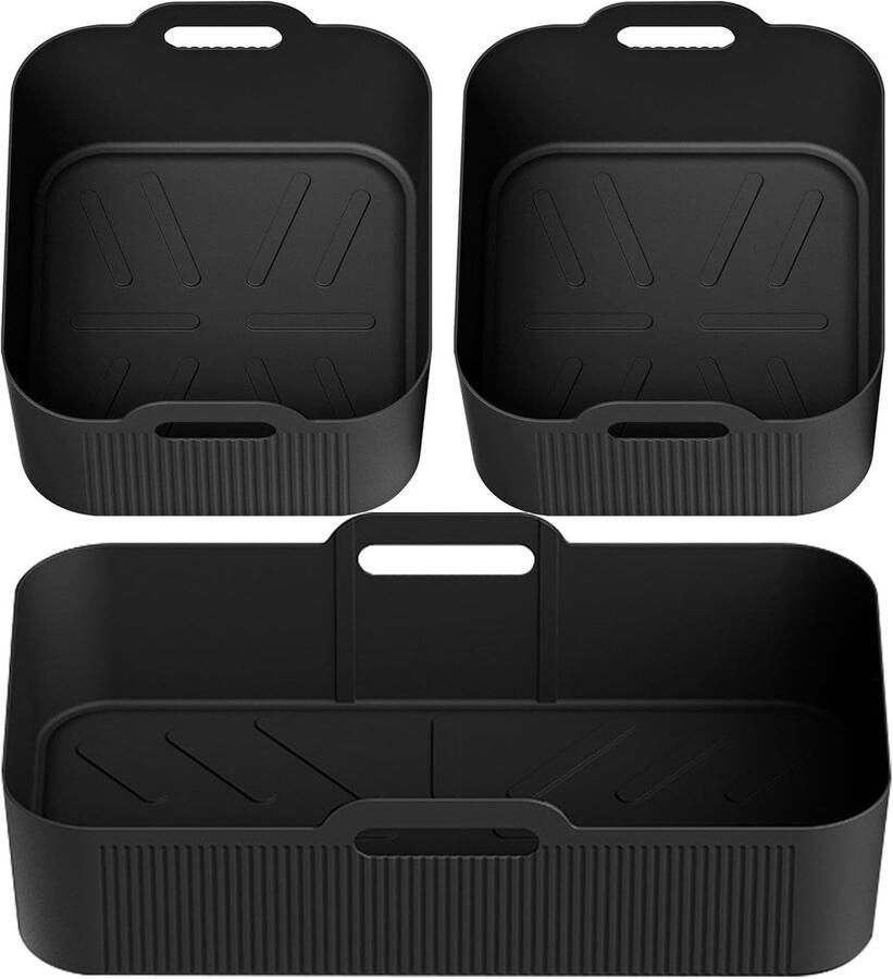 Airfryer Mand Siliconen Bakvorm Veilig Koken Antiaanbaklaag 32x22 cm Zwart