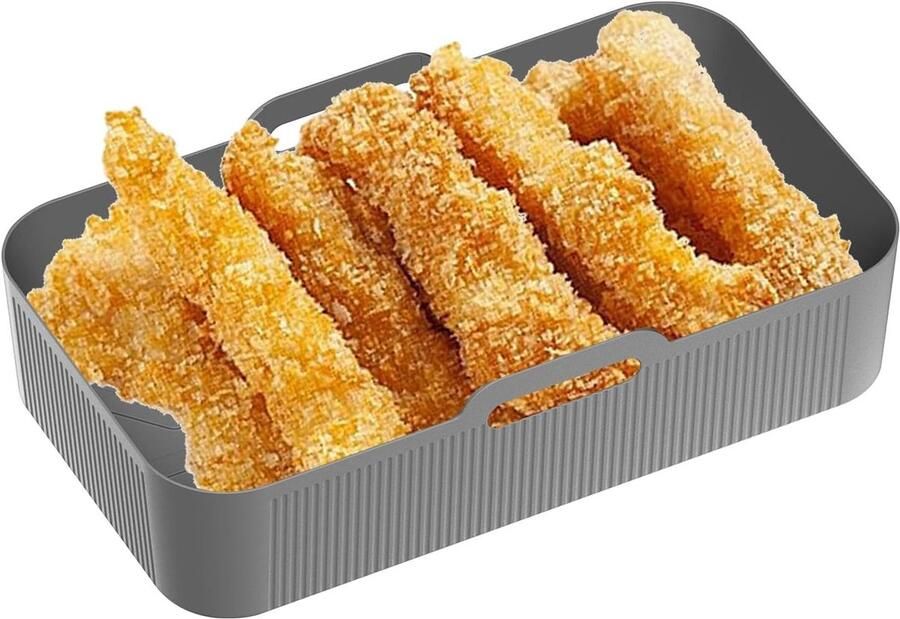 Airfryer Mand Siliconen Mat Bakken en Frituren Anti-aanbaklaag 32 x 20 cm Grijs