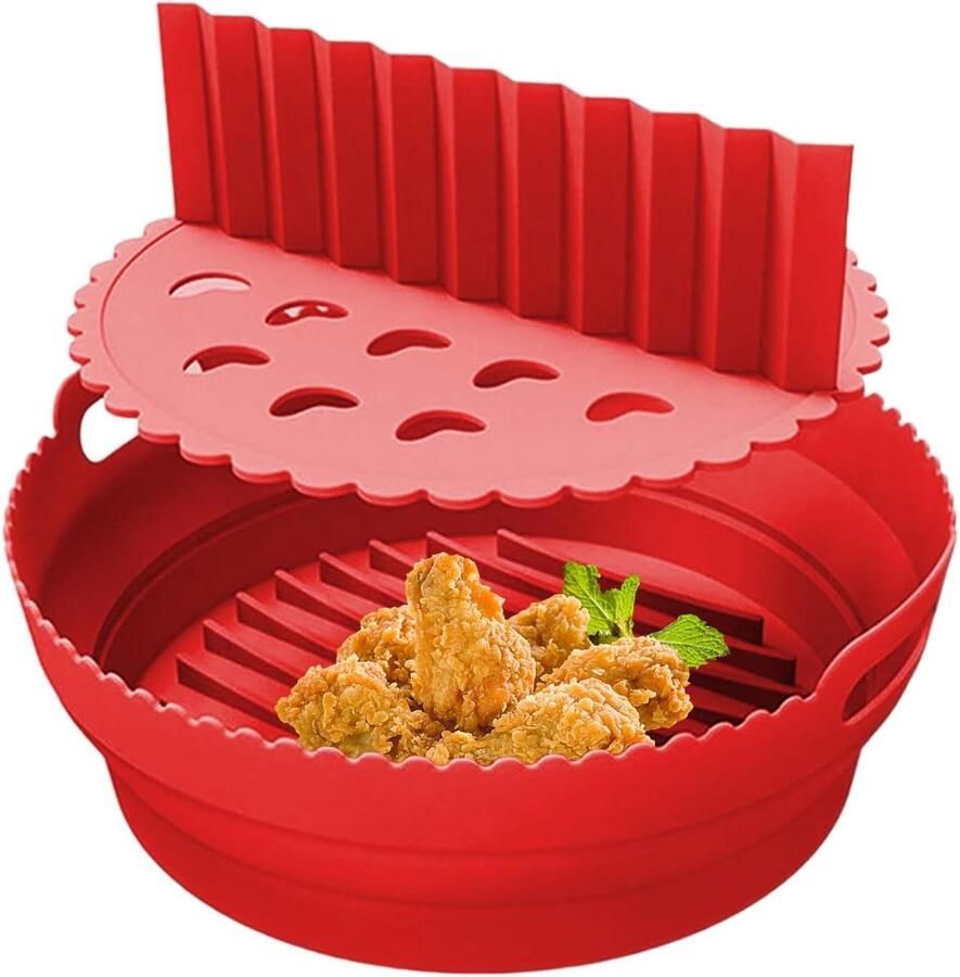 Airfryer Mand Siliconen Ronde Mat Bak Gerechten Bereiden Geïntegreerde Scheidingswand 215 Cm Rood