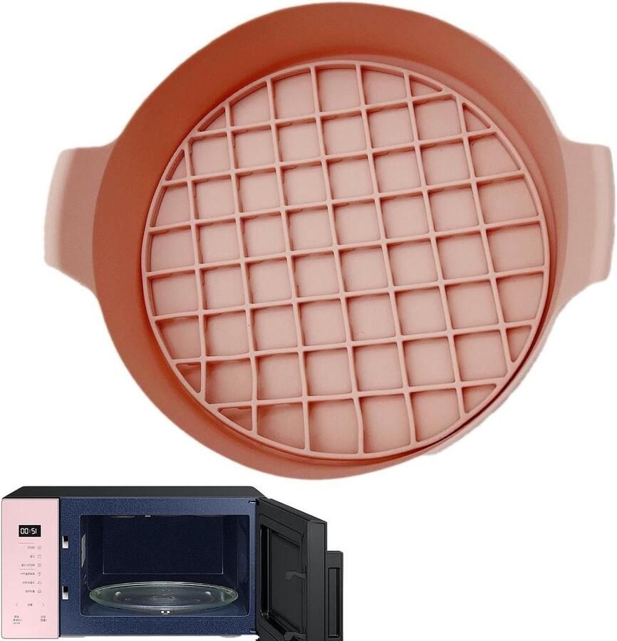 Airfryer Mand Siliconen Voeringen Airfryer Bakjes Moeiteloos Koken Afneembaar Ontwerp 23 cm Diameter Roze