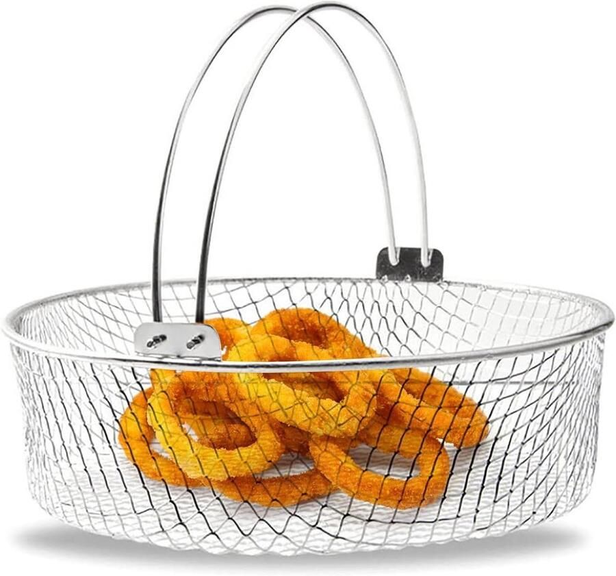 Airfryer Mand Stoomkoker Zeef Gezond Koken Roestvrij Staal 21 cm Diameter Zilver