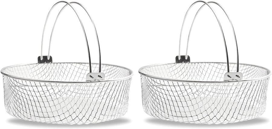 Airfryer Mand Stoommand Gaas Koken Bakken Roestvrij Staal 8 Inch Zilver