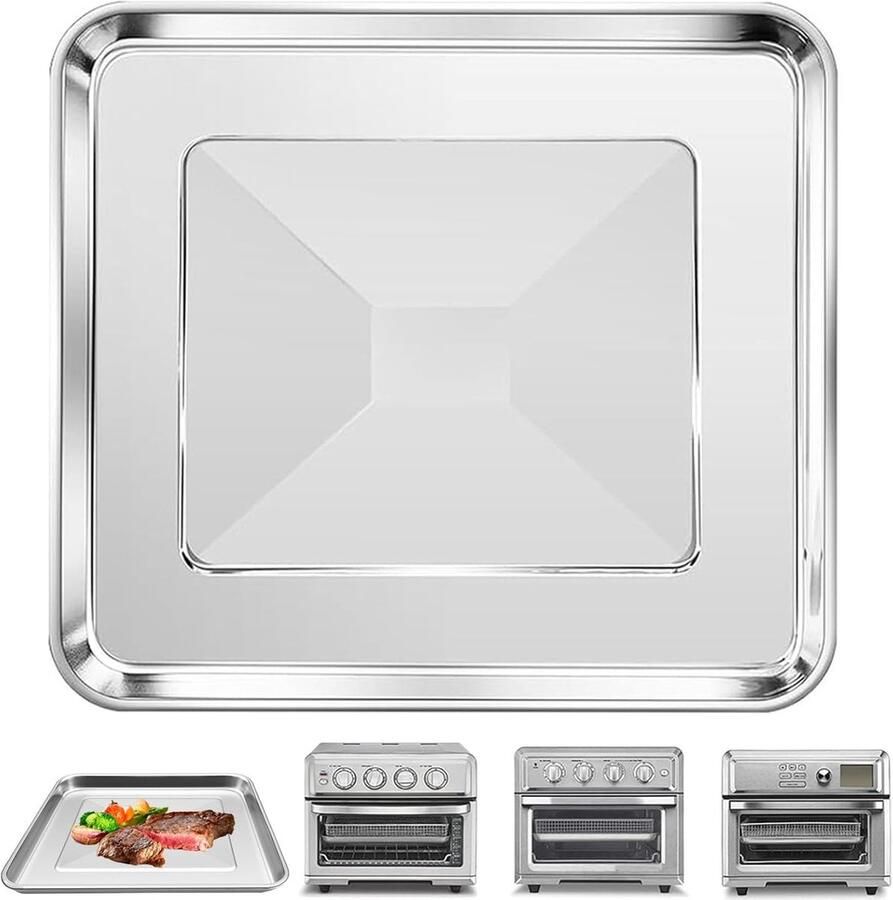Airfryer Mand Vervangende Lade Gezond Koken Roestvrij Staal 12.2x11 Inch Zilver