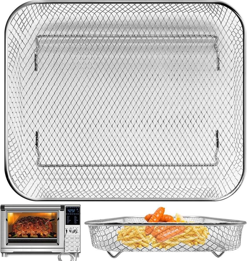 Airfryer Mand Vervangende Mand Gezond Koken Vaatwasmachinebestendig 30 x 25 cm Zilverkleurig
