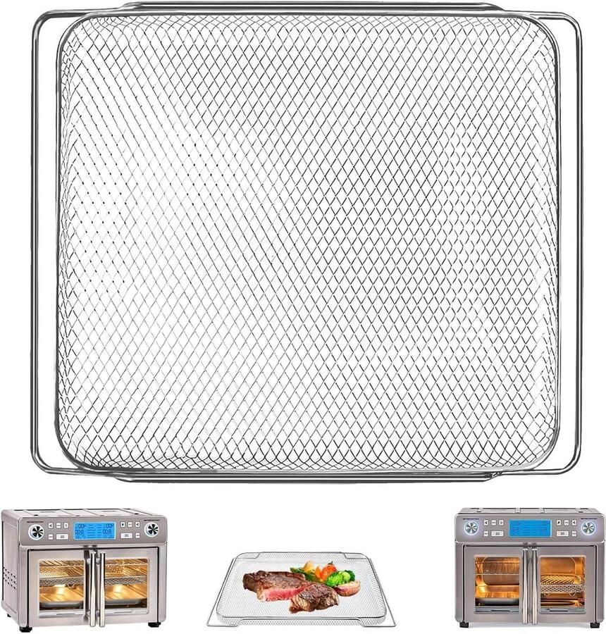 Airfryer Mand Vervanging Reservemand Oven Veelzijdig Koken Food Grade Staal 36 x 30 cm Zilver
