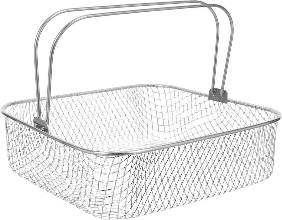 Airfryer Mandje Frituurmandje Bakmandje Koken en Bakken Roestvrij Staal 20.5 x 20.5 x 6.5 cm Zilver
