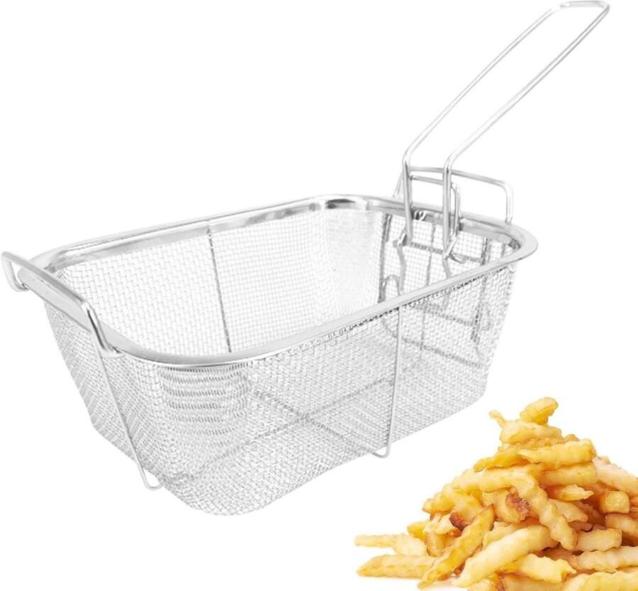 Airfryer mand Zeef frituurmand Frituren thuis Roestvrij staal 215 x 15 cm Meerkleurig