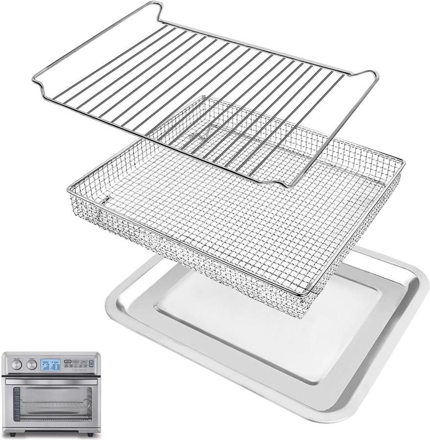 Airfryer Mandje Vervangend Mandje Oven Gezond Bakken Voedselveilig Roestvrij Staal 34 x 27 cm Zilver