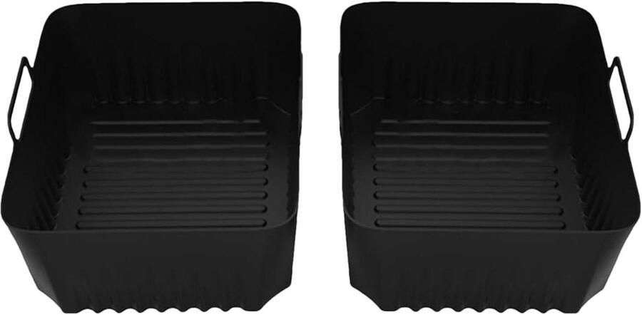 Airfryer Mandjes Silicone Bakvorm Gezond Koken Hittebestendig Dubbel Zwart