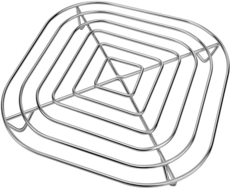 Vervangend mandenrek Airfryer rek Gelijkmatig koken 304 roestvrij staal 20 x 20 cm Zilver